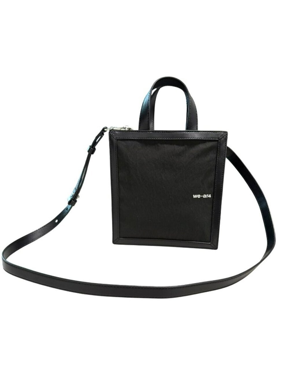 We-ar4 Black Nylon Leather Notebook Crossbody Tote Bag New